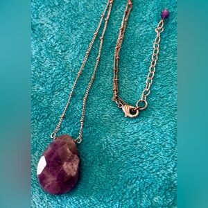 Women Amethyst Color Stone Pendant Necklace